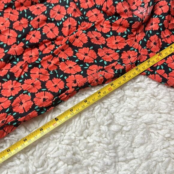 Anthropologie Coral Floral Capris Flowy Ruffle Wide Leg Zipper Side ZZ28 - Picture 11 of 12